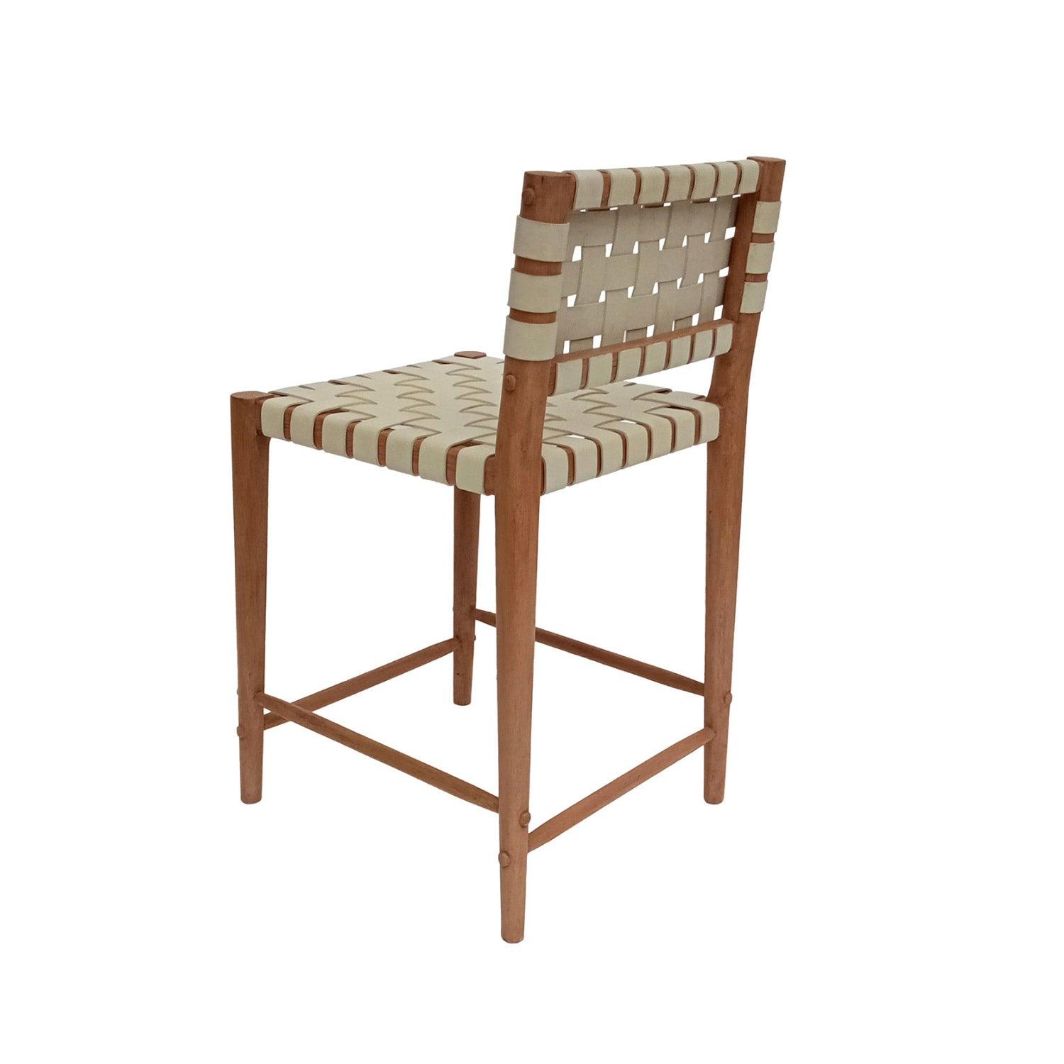 Criss Cross Leather Strip Counter Stool - Belle Escape