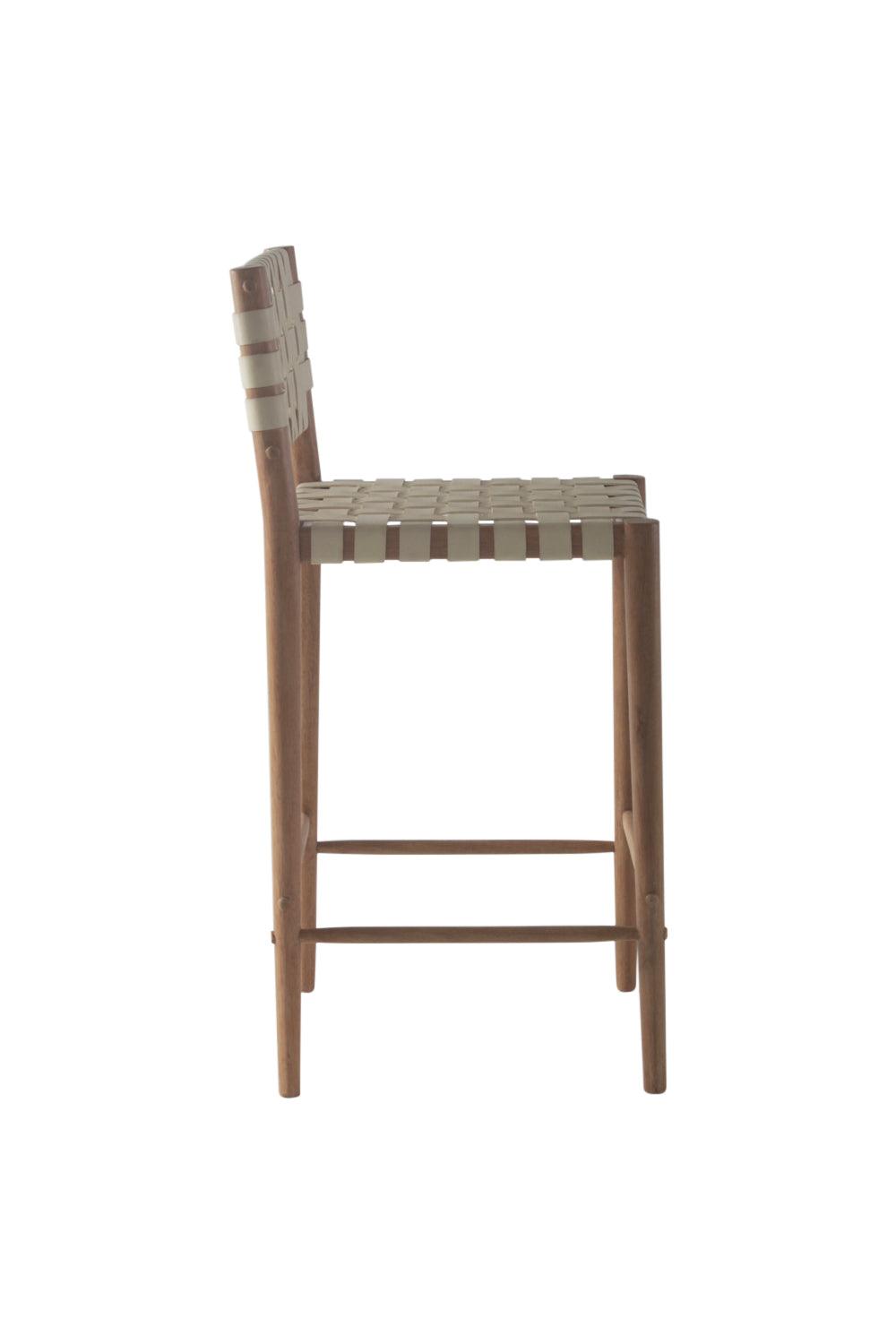 Criss Cross Leather Strip Counter Stool - Belle Escape