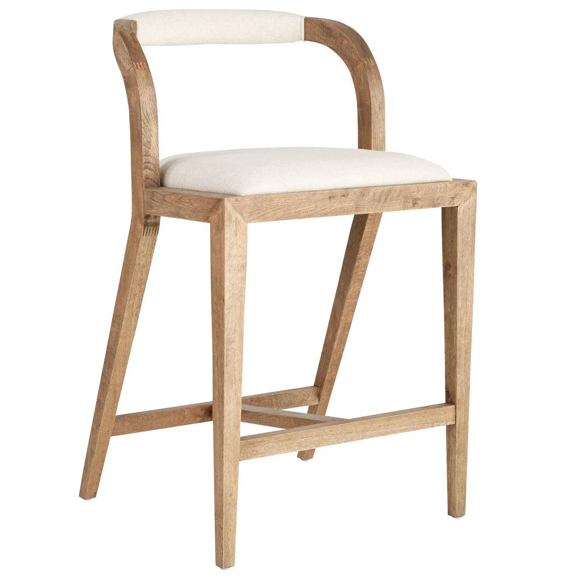 Curved Back Natural Wood Counter Stool - Belle Escape