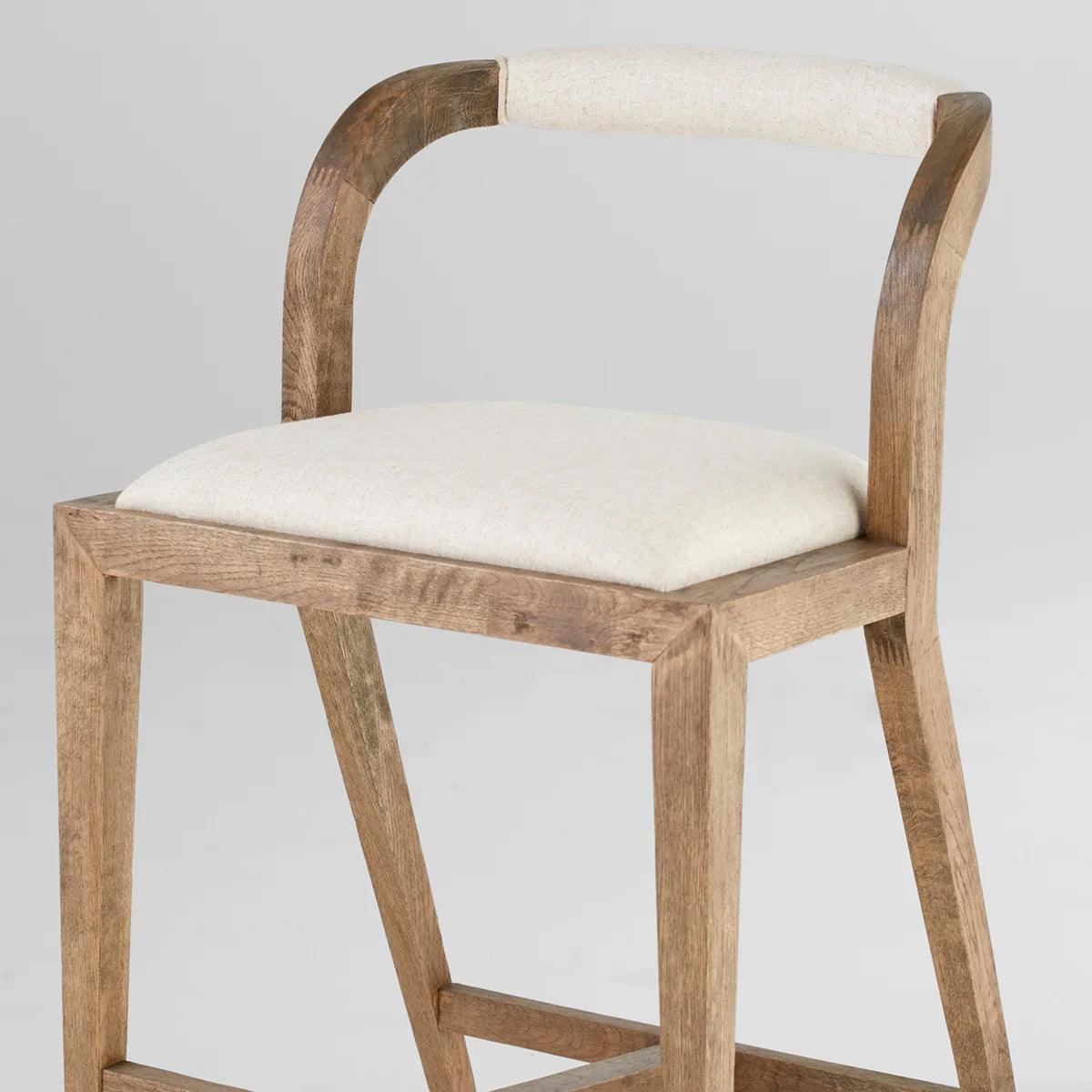 Curved Back Natural Wood Counter Stool - Belle Escape