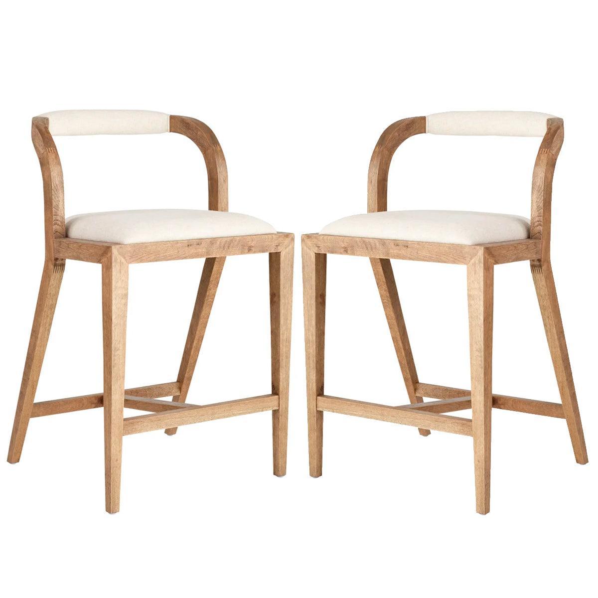 Curved Back Natural Wood Counter Stool - Belle Escape