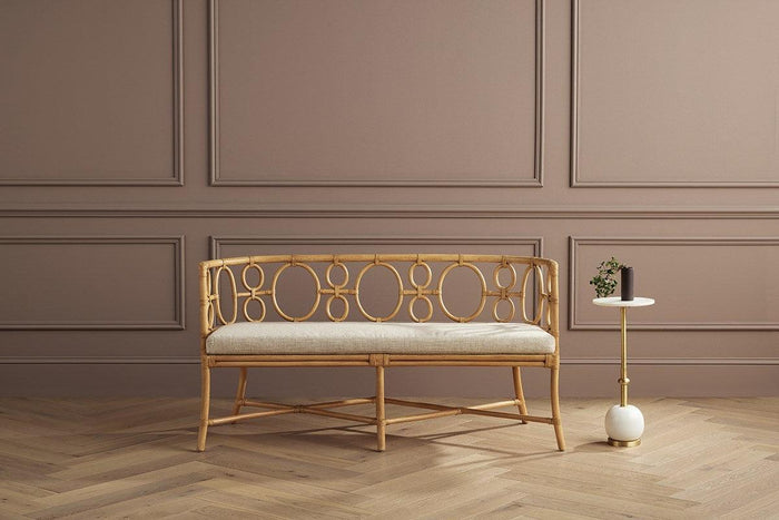Small Rounded Ratan Bench Curved Circular Shapes Rattan Bench