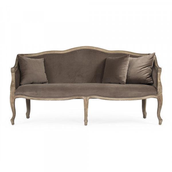 Curvy Brown Velvet Louis Sofa - Belle Escape
