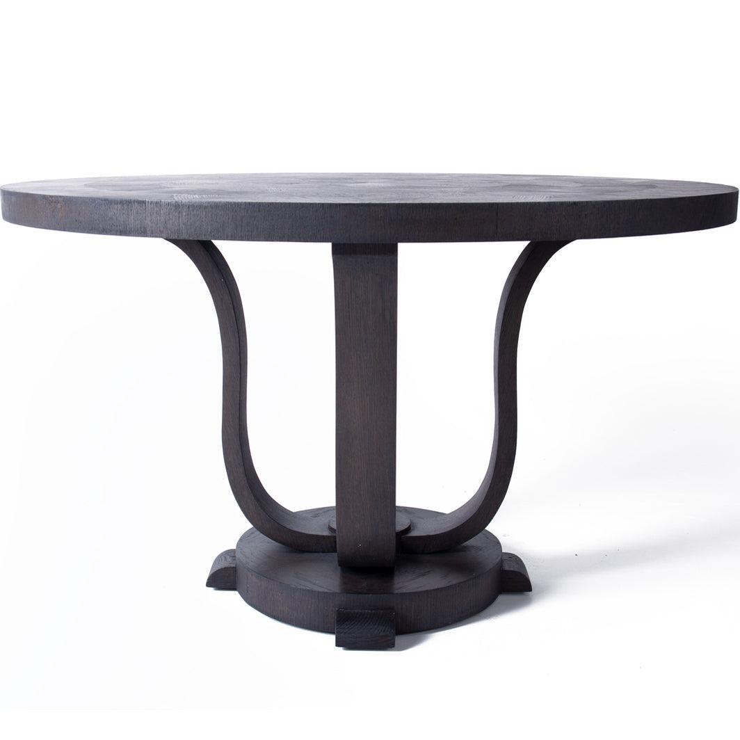 Dark Oak Round Contemporary Dining Table - Belle Escape