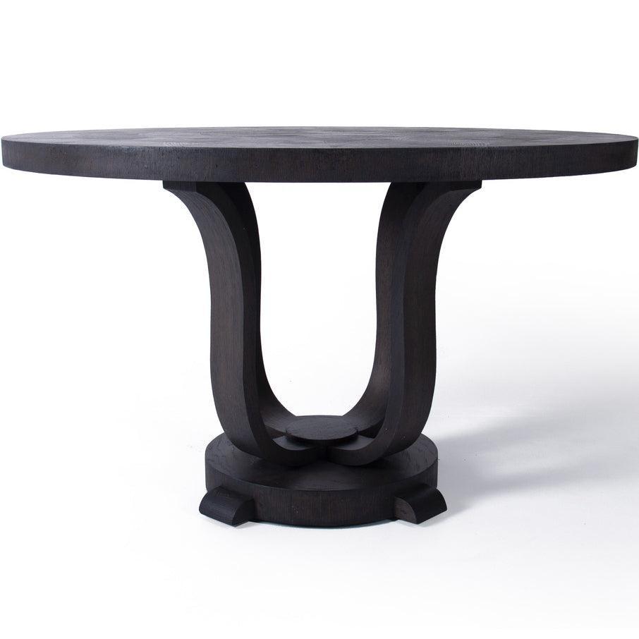 Dark Oak Round Contemporary Dining Table - Belle Escape