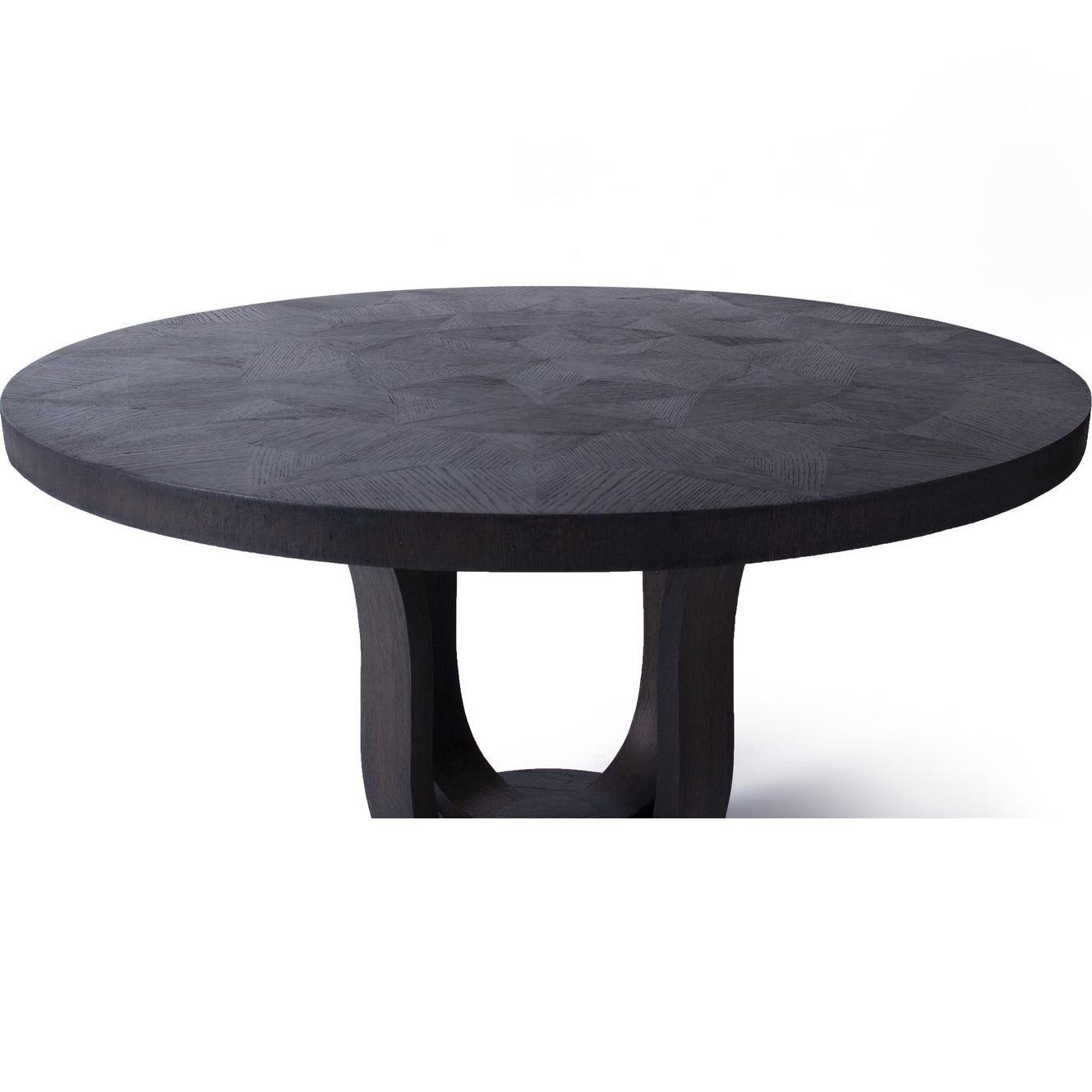 Dark Oak Round Contemporary Dining Table - Belle Escape