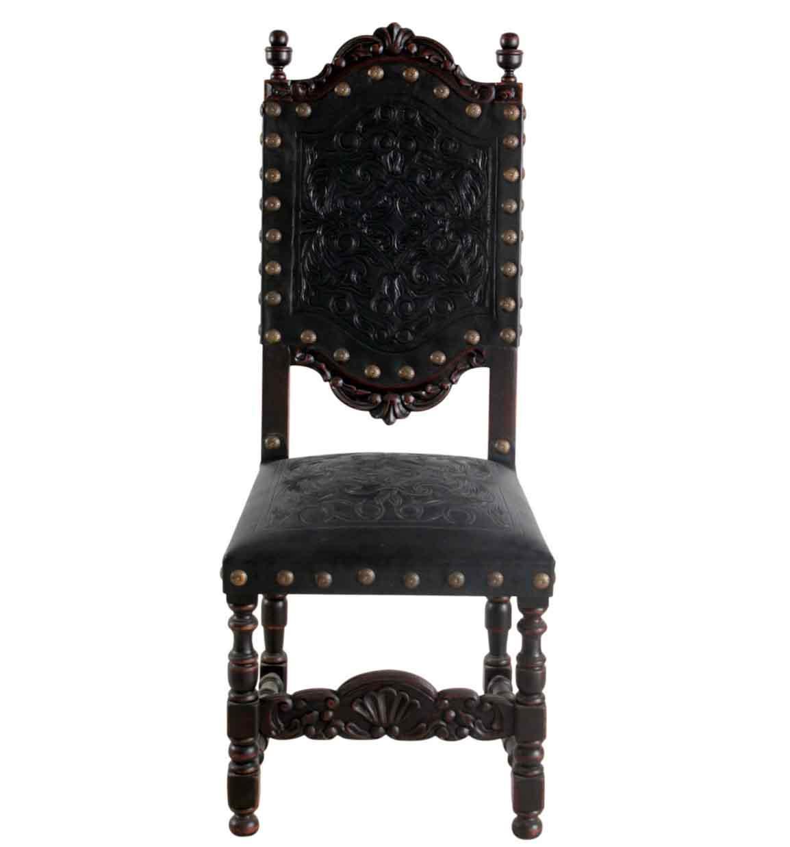 Del Rey Black Spanish Leather Chair - Belle Escape