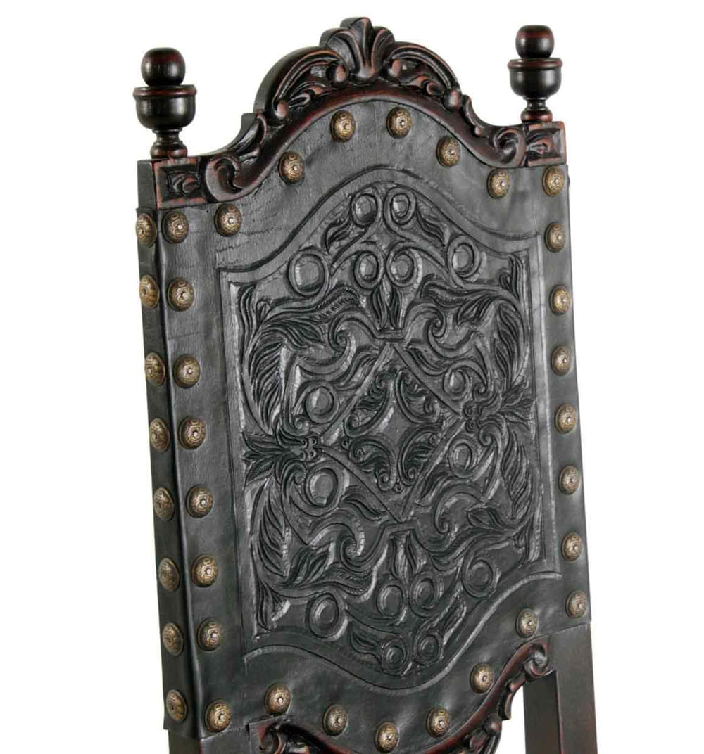 Del Rey Black Spanish Leather Chair | Tooled Spanish Leather Design