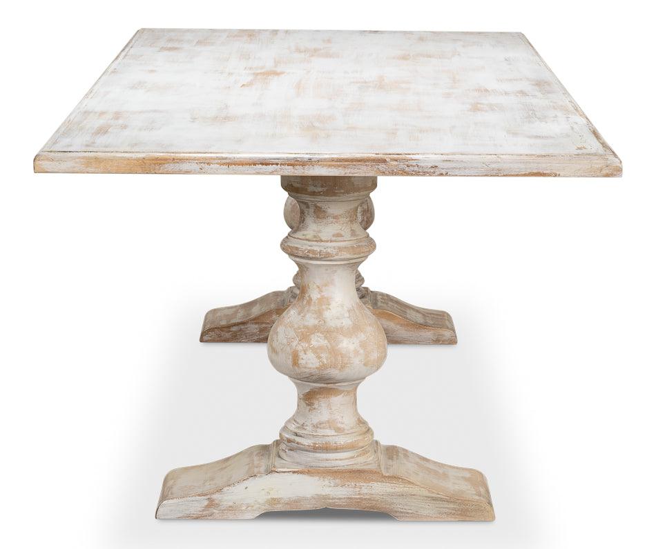 Distressed French Country Double Pedestal Table - Belle Escape