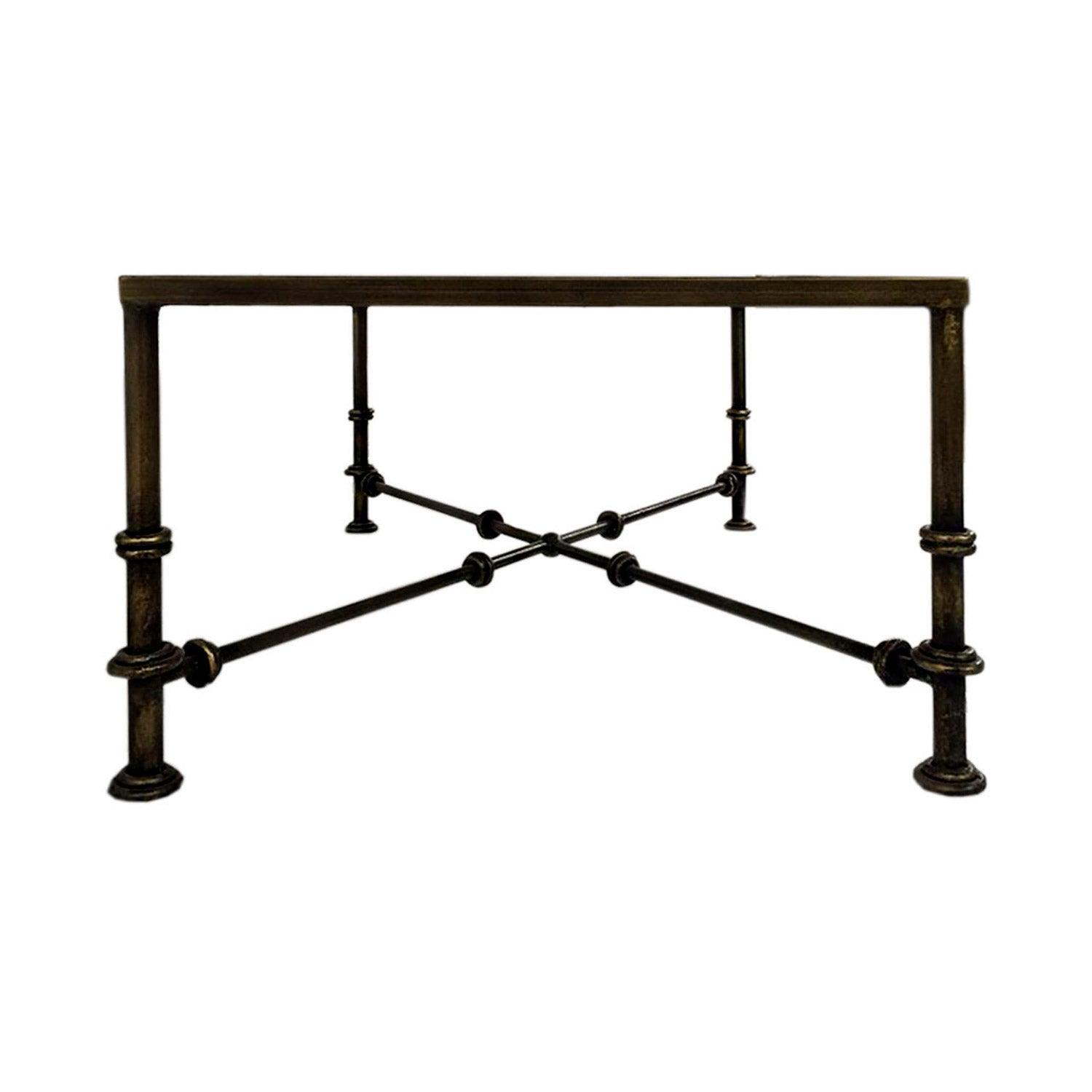 Distressed Iron & Glass Industrial Coffee Table - Belle Escape