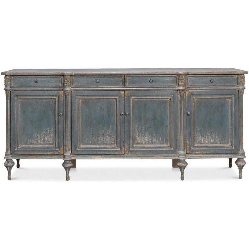 Distressed Lilac Gray Country Sideboard - Belle Escape