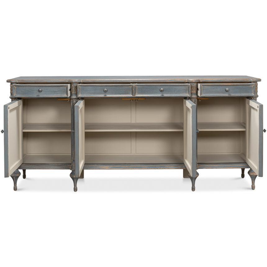 Distressed Lilac Gray Country Sideboard - Belle Escape