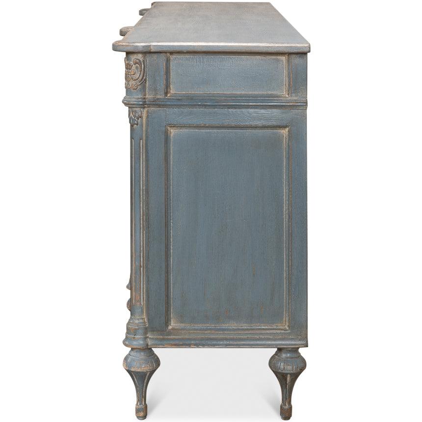 Distressed Lilac Gray Country Sideboard - Belle Escape