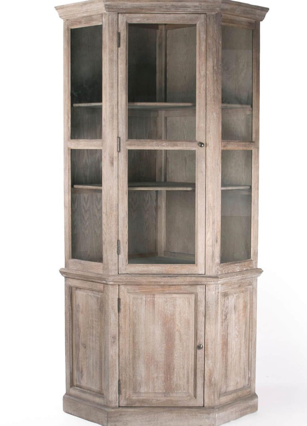 Distressed Oak Corner Cabinet - Belle Escape