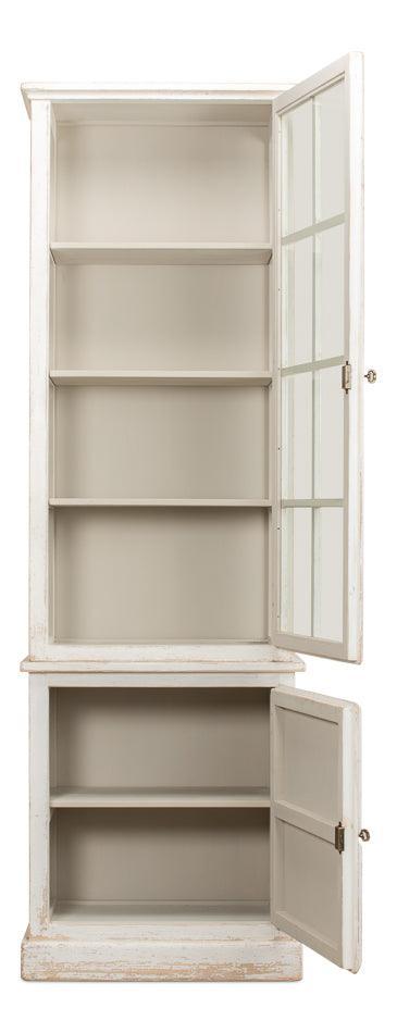 Distressed White Cottage Display Cabinet - Belle Escape