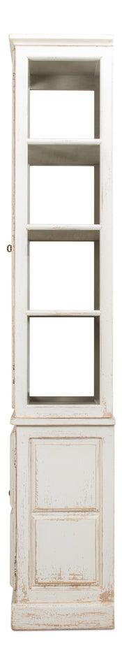 Distressed White Cottage Display Cabinet - Belle Escape