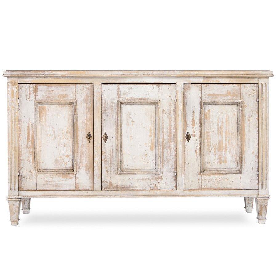 Distressed White Louis XVI Buffet - Belle Escape