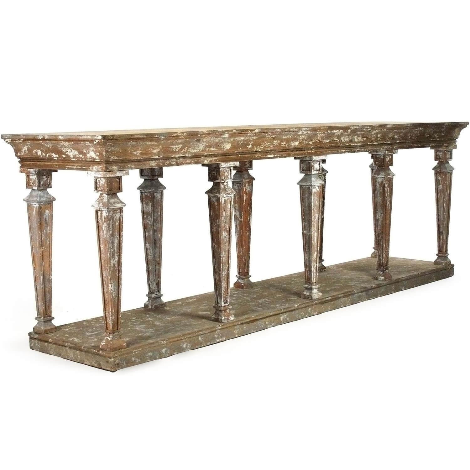 Distressed Wood Pillar Buffet Table - Belle Escape