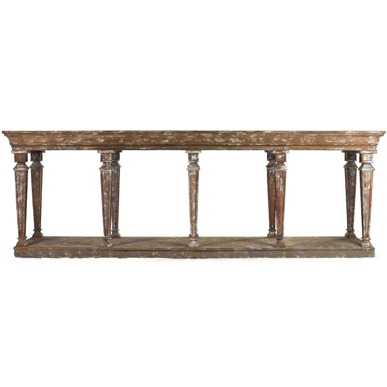 Distressed Wood Pillar Buffet Table - Belle Escape