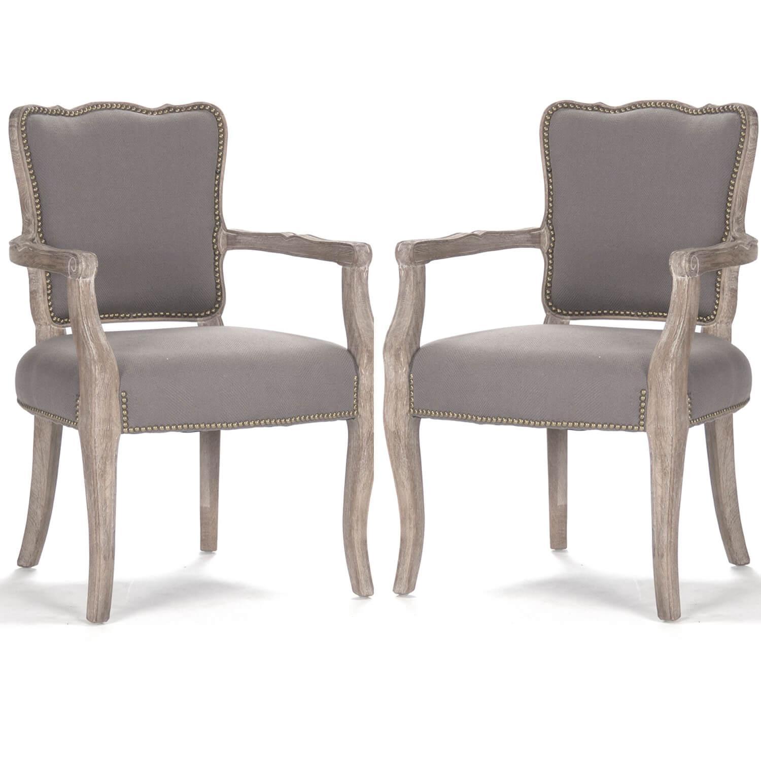 Elise French Gray Arm Chairs - Belle Escape