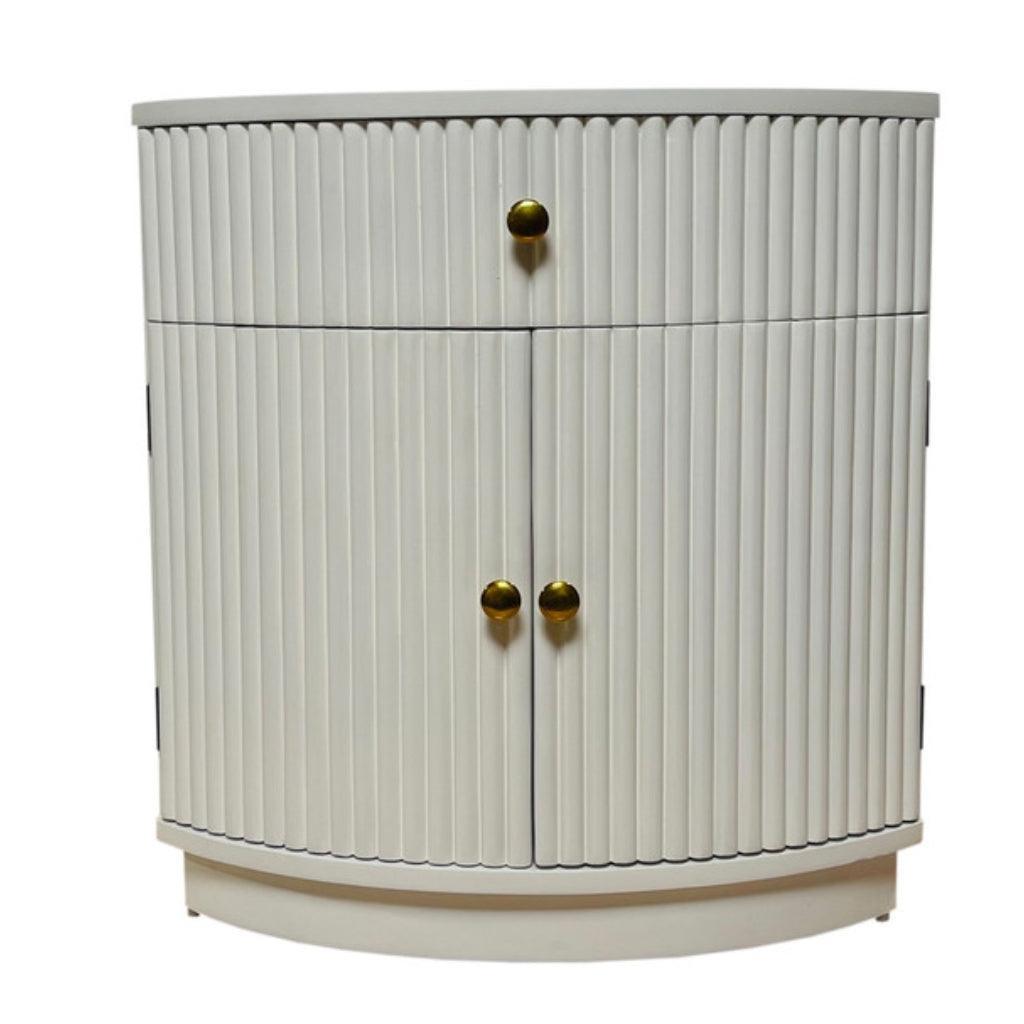 Elle White Ridged Side Table - Belle Escape