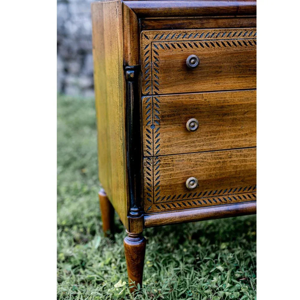 Etched Italian Three Drawer Dresser