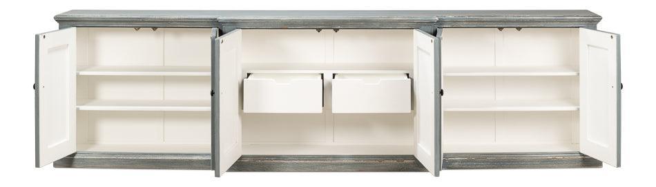 Extra Long Blue Grey Farmhouse Credenza - Belle Escape