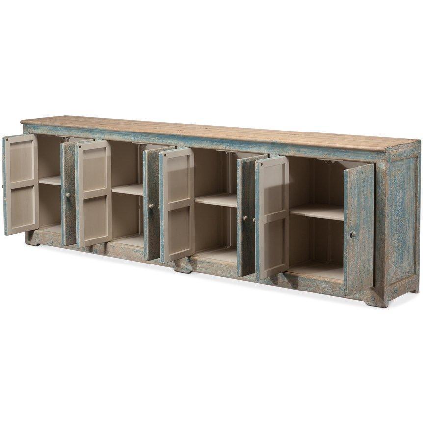 Extra Long Blue Washed Sideboard - Belle Escape
