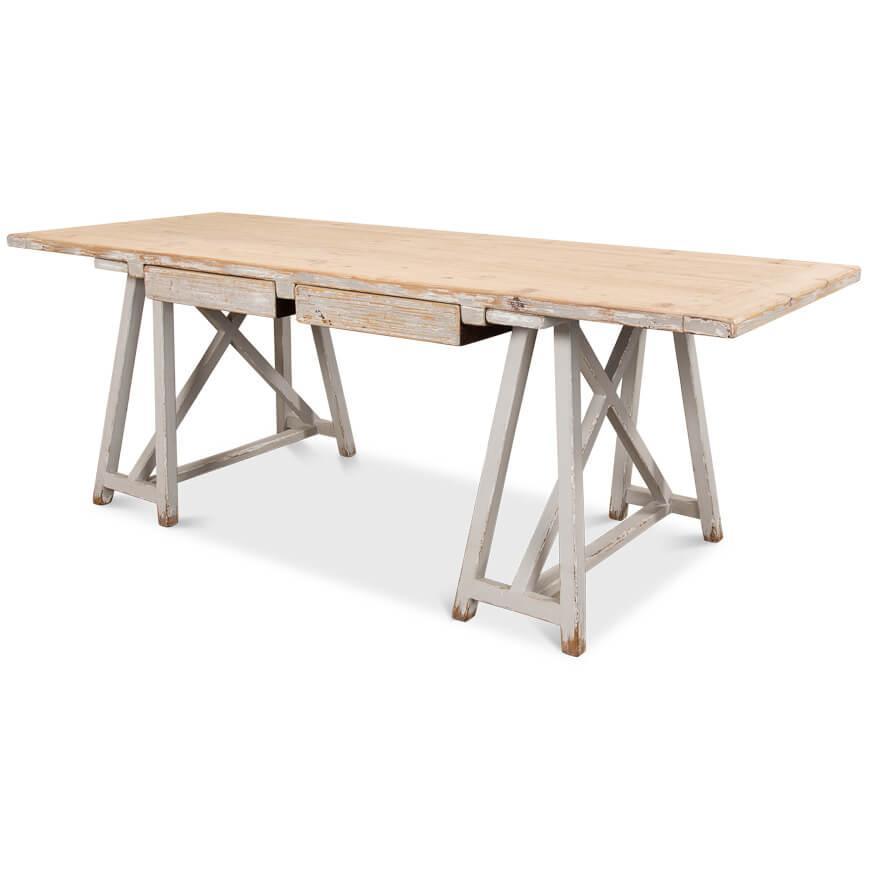 Farmhouse Sawhorse Grey Desk - Belle Escape