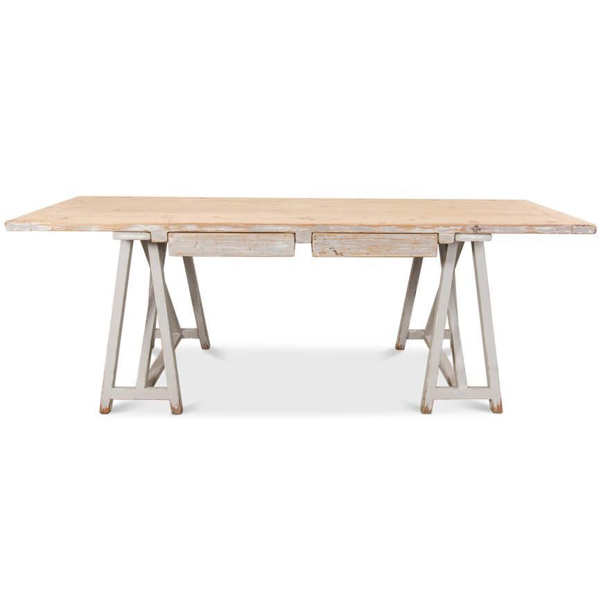 Farmhouse Sawhorse Grey Desk - Belle Escape