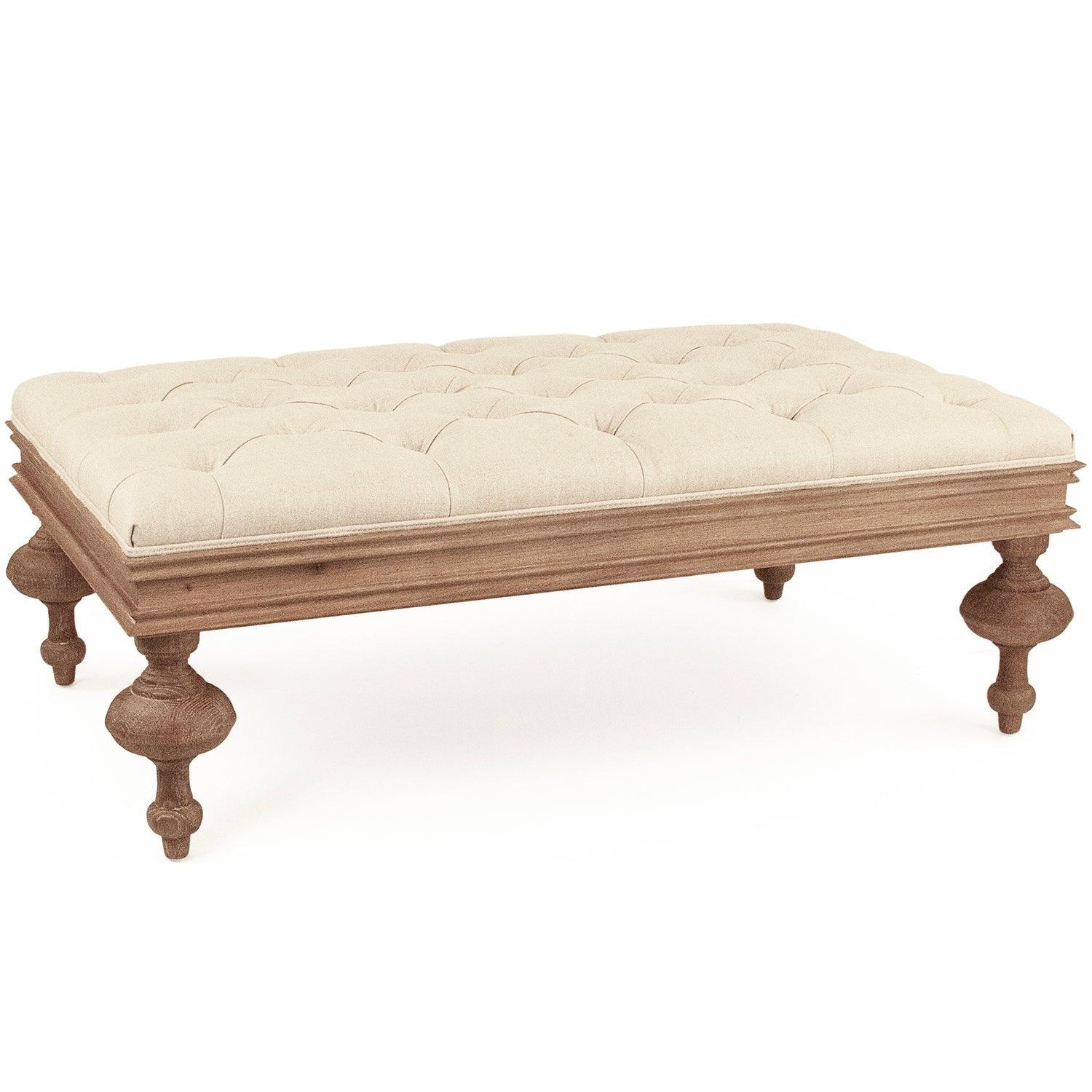 Farmhouse Tufted Oak Ottoman - Belle Escape