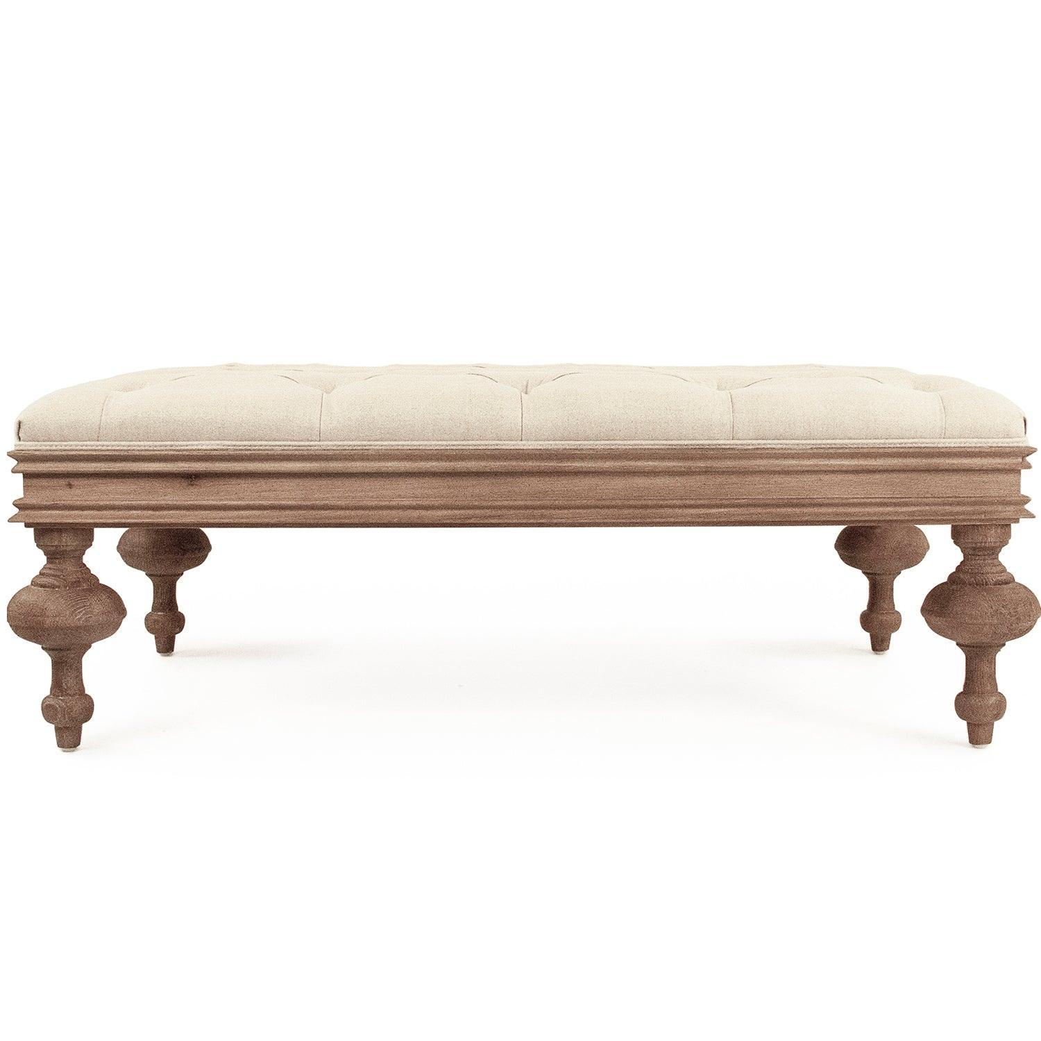 Farmhouse Tufted Oak Ottoman - Belle Escape