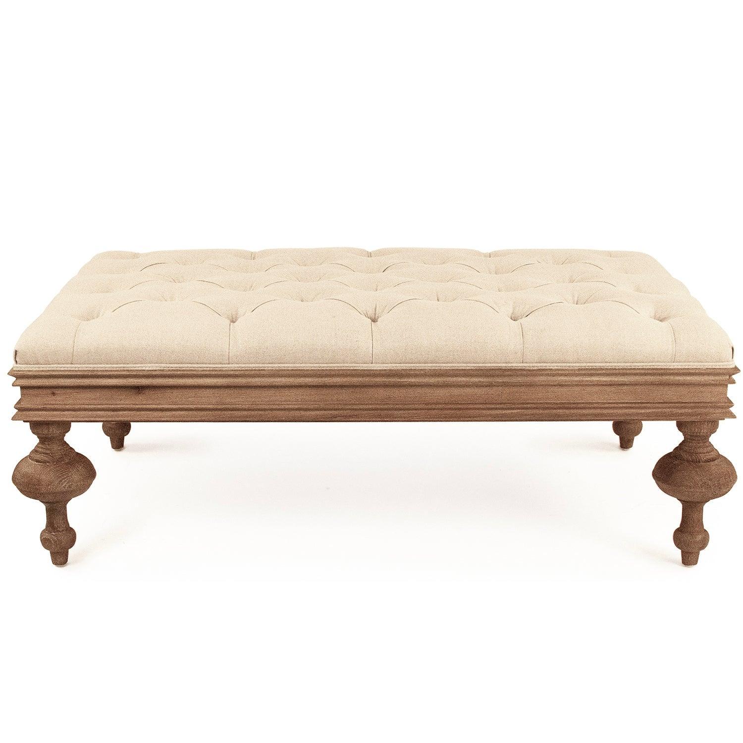 Farmhouse Tufted Oak Ottoman - Belle Escape