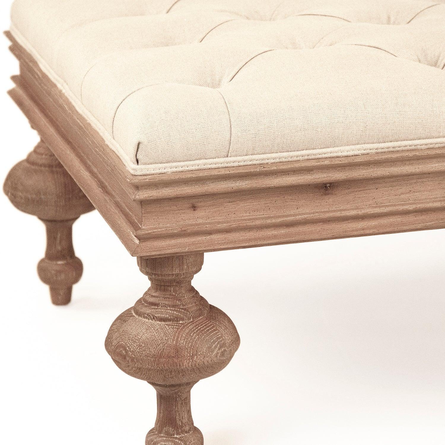 Farmhouse Tufted Oak Ottoman - Belle Escape