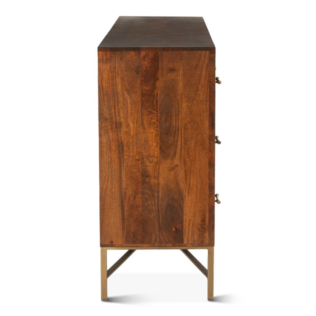 Harper Fluted Brass Metal Base Dresser