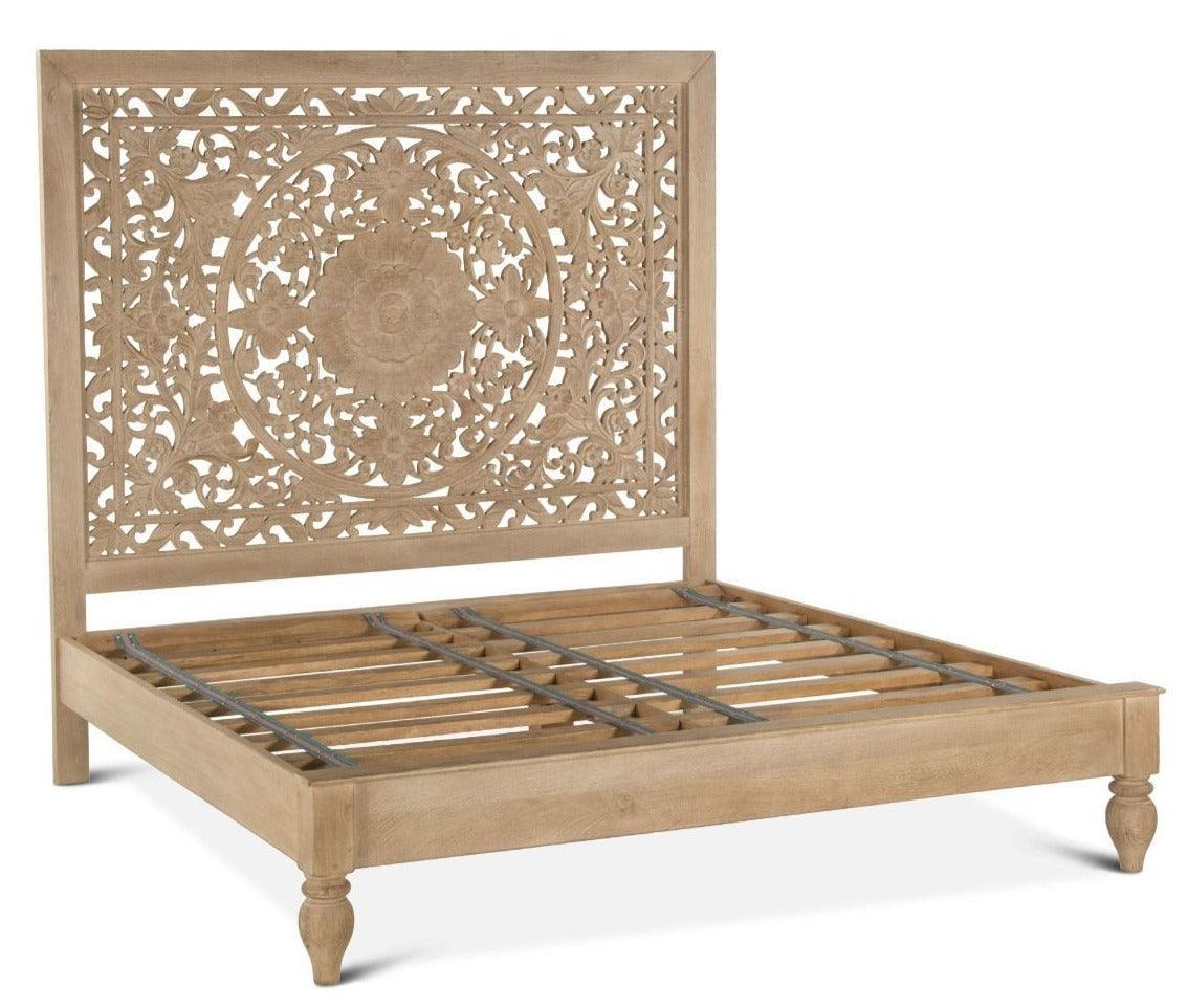 Flora Bohemian Natural Wood Bed - Belle Escape