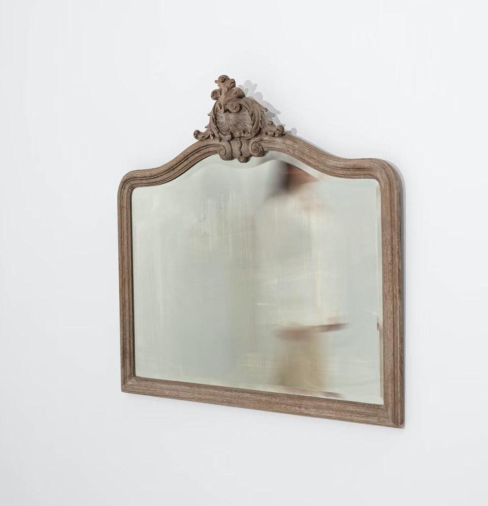 Floral Wood Carved European Mantel Mirror - Belle Escape