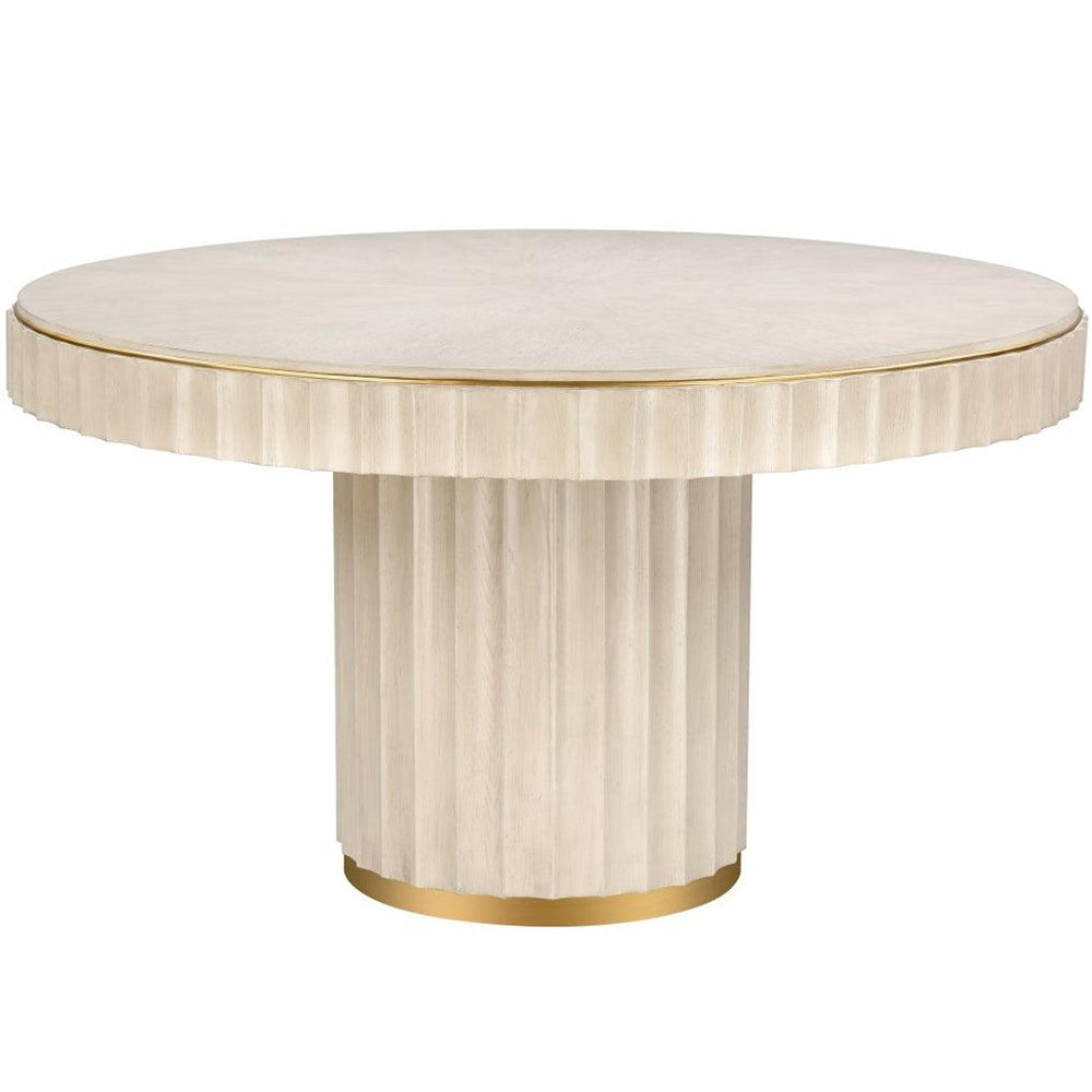 Fluted Round Brass Base Dining Table