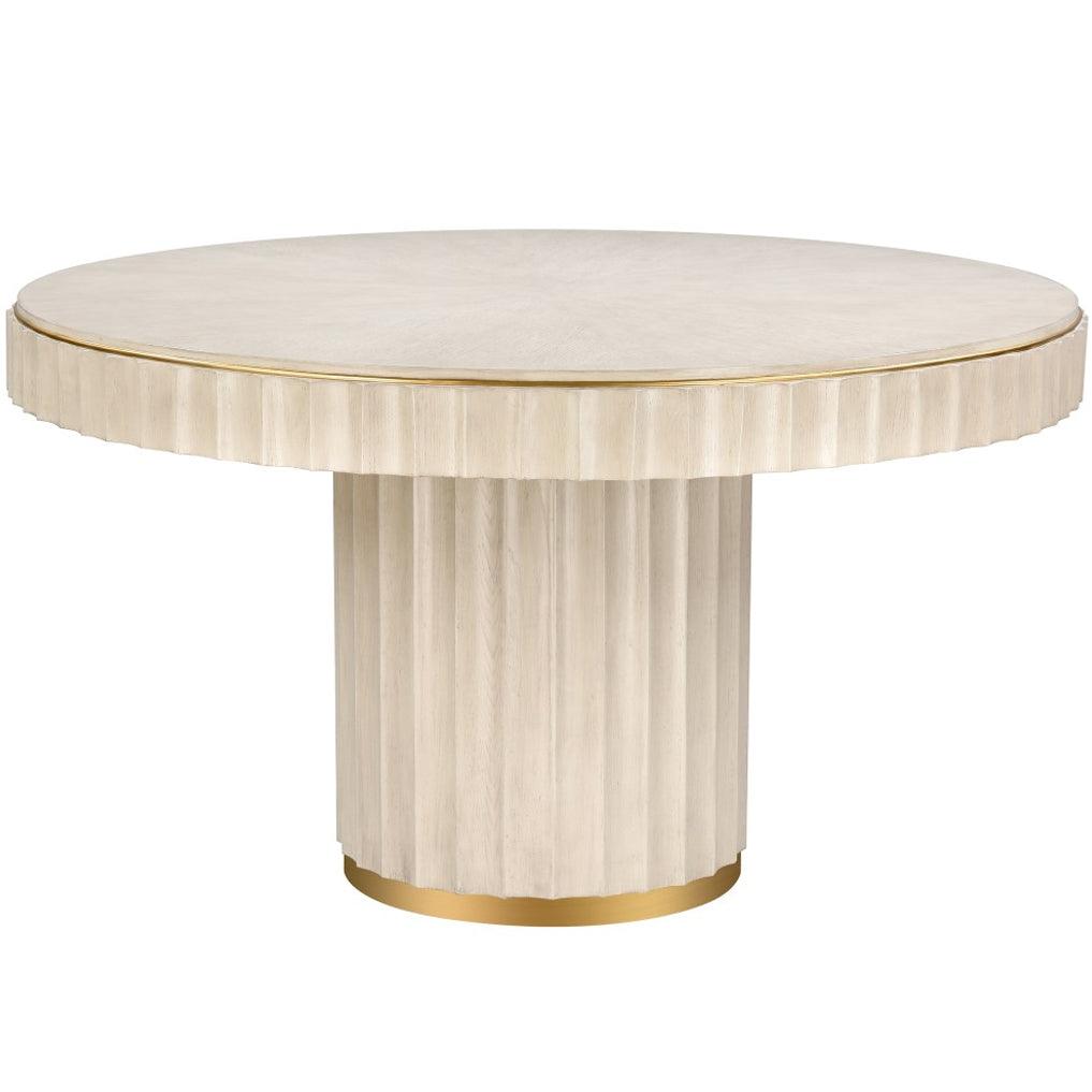 Fluted Round Brass Base Dining Table - Belle Escape