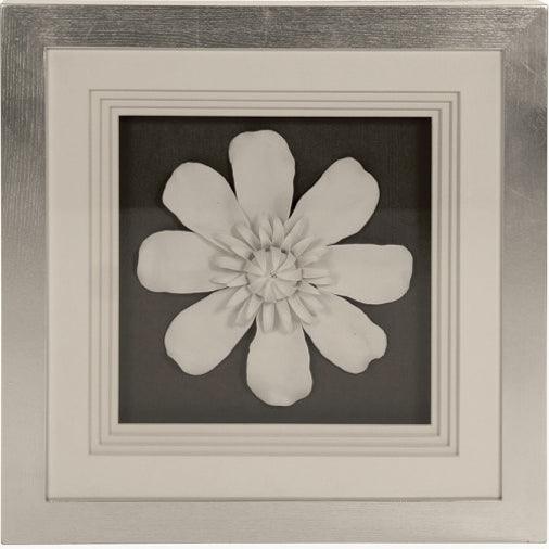 Framed White Ceramic Flower Art - Belle Escape