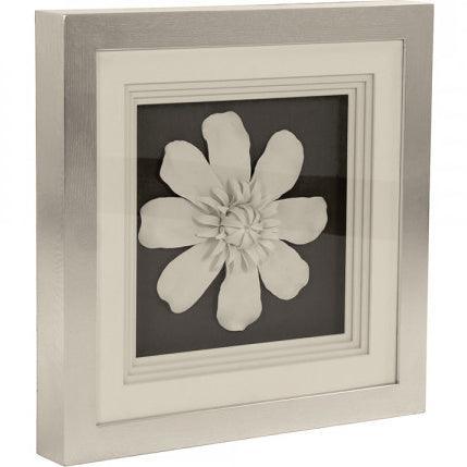 Framed White Ceramic Flower Art - Belle Escape