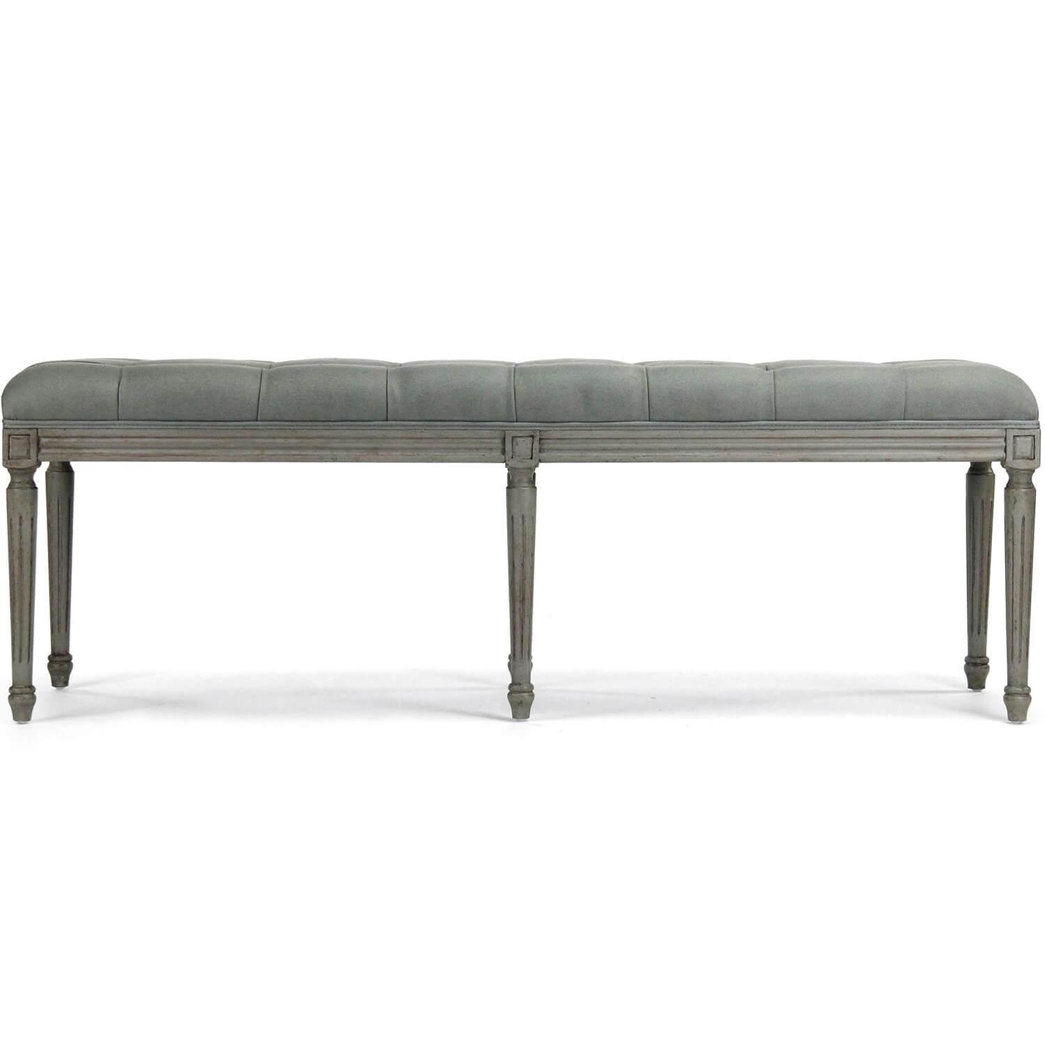 French Blue Louis Tufted Bench - Belle Escape