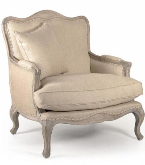 French Burlap Club Chair - Belle Escape