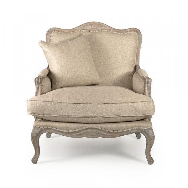 French Burlap Club Chair - Belle Escape