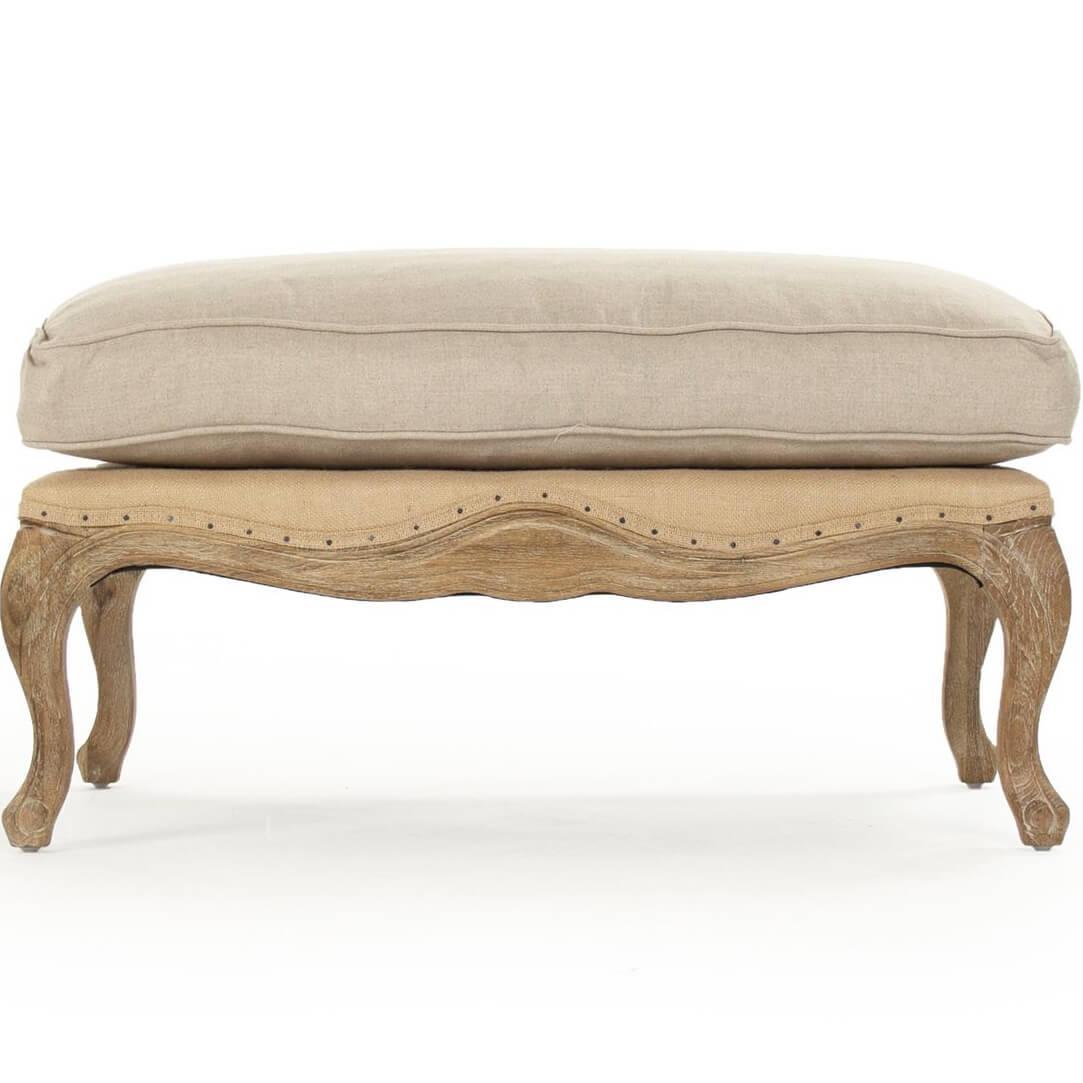 French Burlap Ottoman - Belle Escape