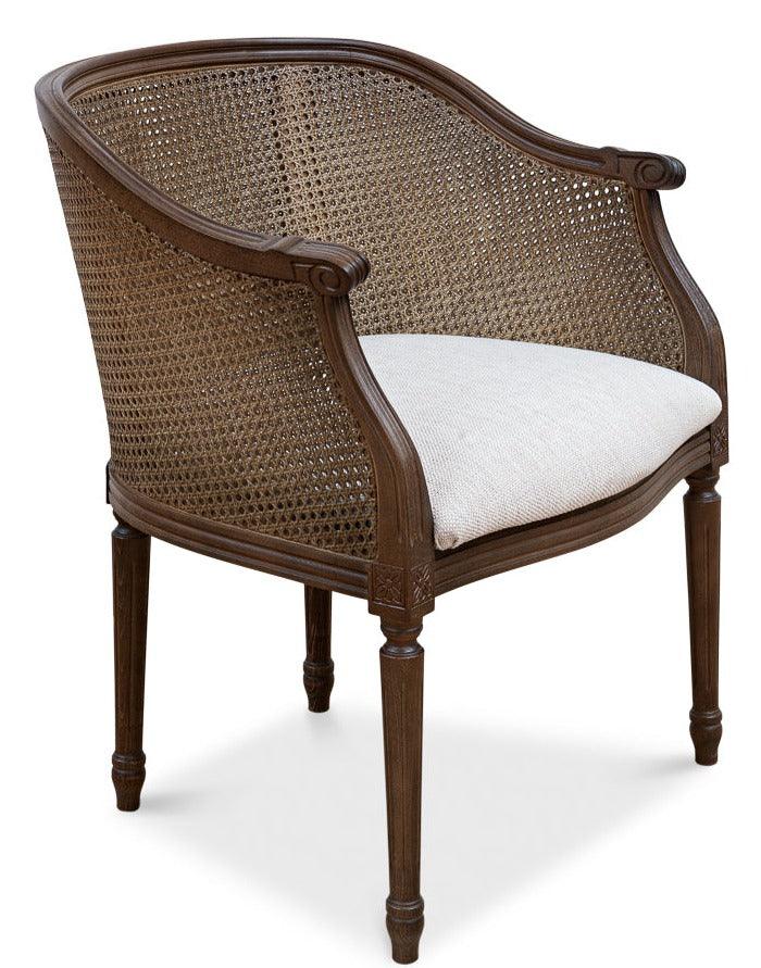 French Cane Barrel Dining Chair - Belle Escape