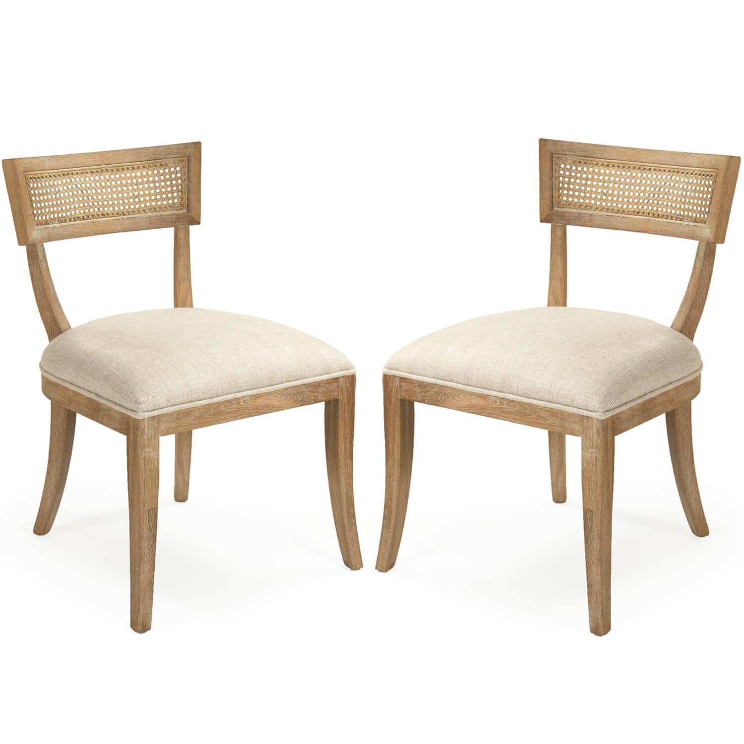 French Cane Curved Back Side Chairs - Pair - Belle Escape