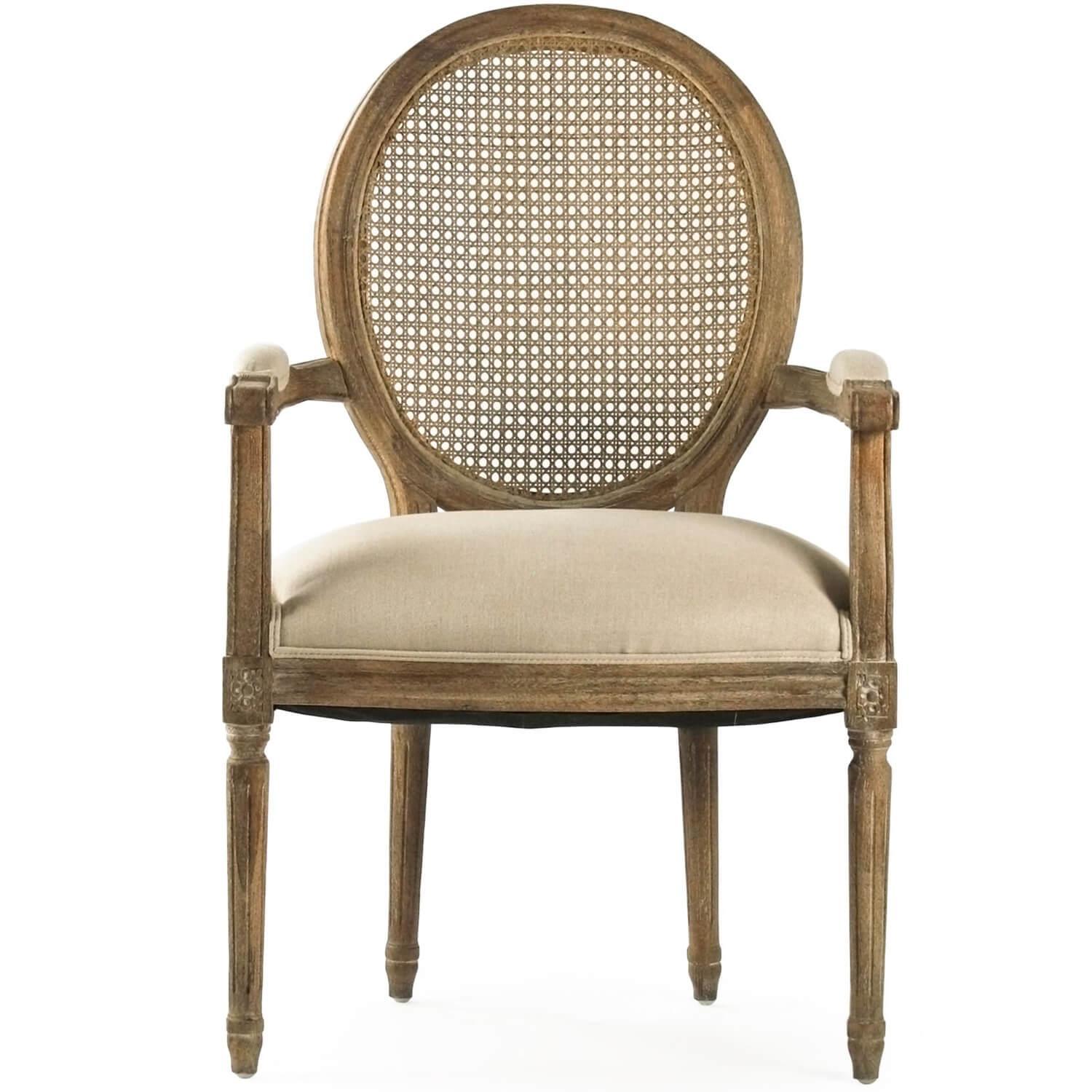 French Chic Cane Back Arm Chairs - Pair - Belle Escape