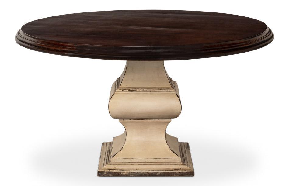 French Cream Pedestal Dining Table - Belle Escape