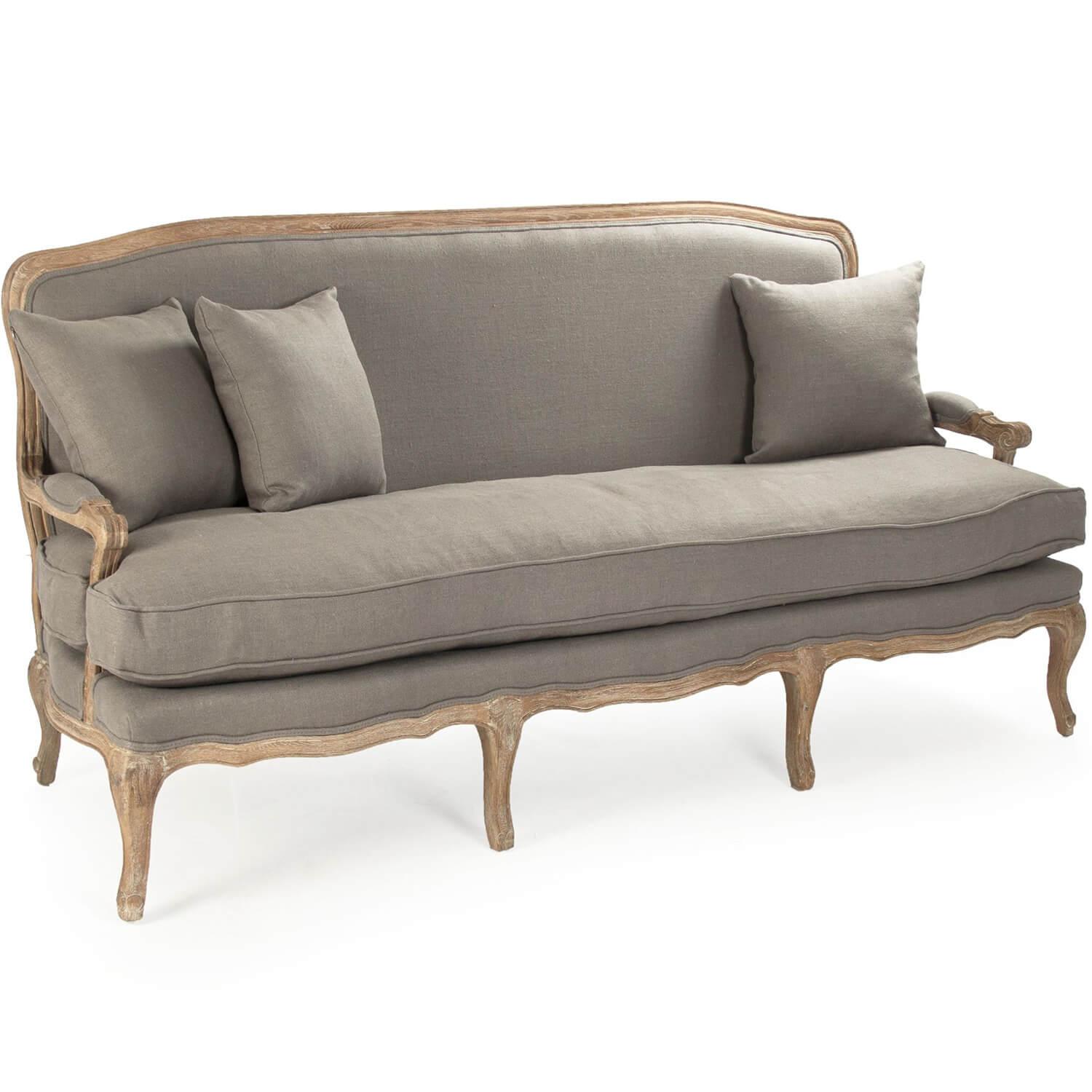 French Gray Linen Sofa - Belle Escape